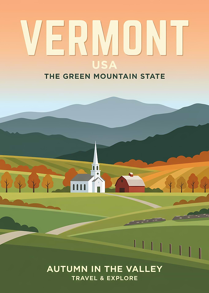 Vermont Autumn Travel Poster