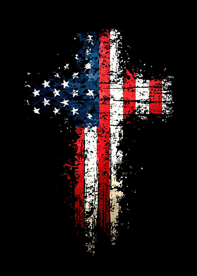 Distressed American Flag Cross Graphic