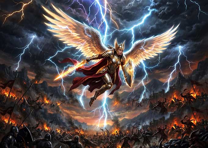 Valkyrie Warrior Descending into Battle