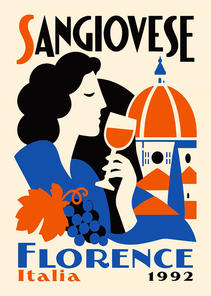 Vintage Sangiovese Florence Travel Poster