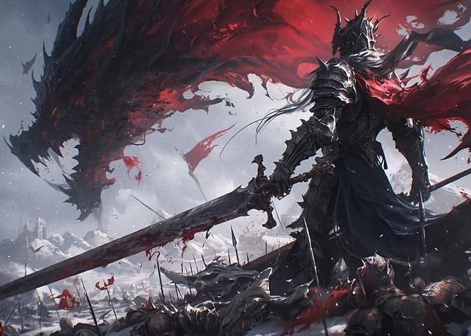 Dark Knight Facing Shadow Dragon