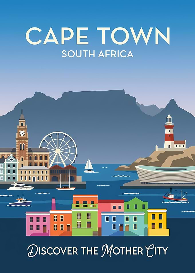 Cape Town South Africa Travel Poster