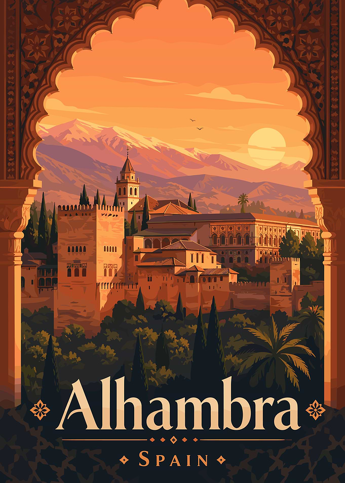 Alhambra Spain Travel Poster