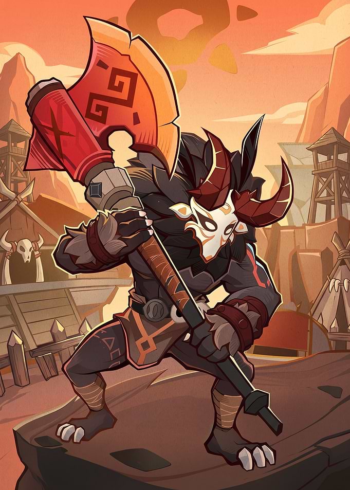 Masked Warrior with Giant Axe