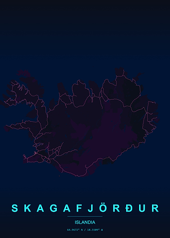 Minimalist Map of Skagafjörður Iceland
