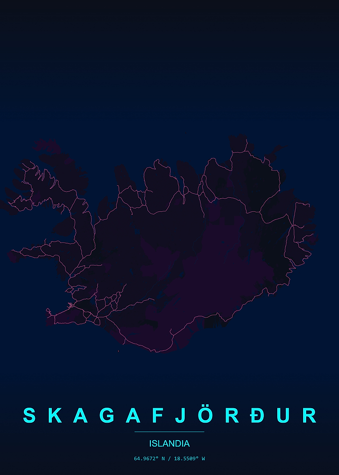 Minimalist Map of Skagafjörður Iceland