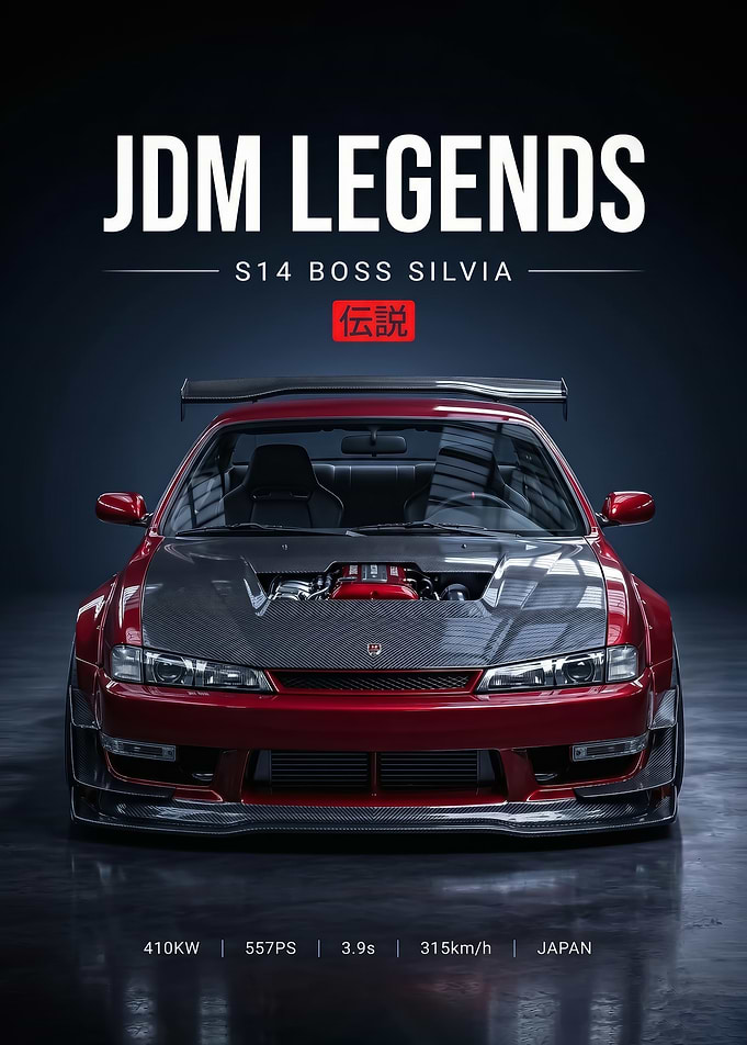 sleek JDM Legends S14 Boss Silvia Poster