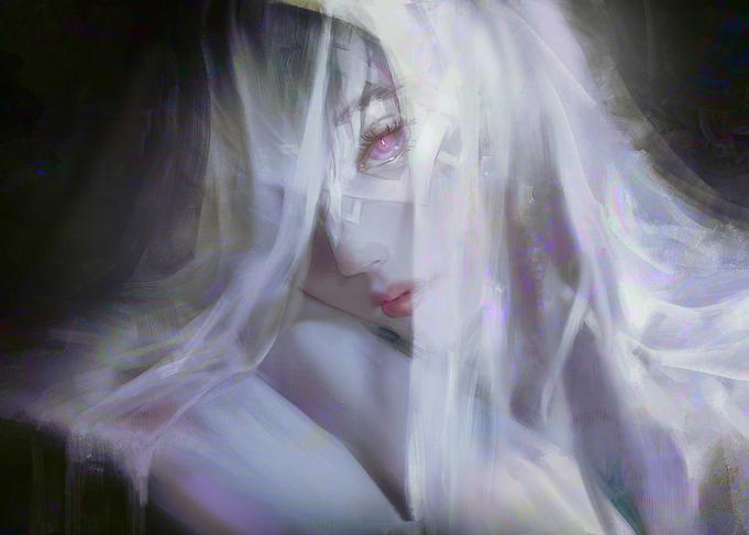 Ethereal Portrait of a White-Haired Girl