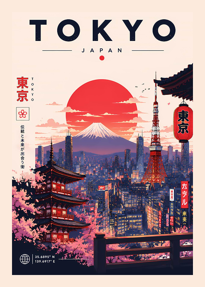 Tokyo Japan Travel Poster Art