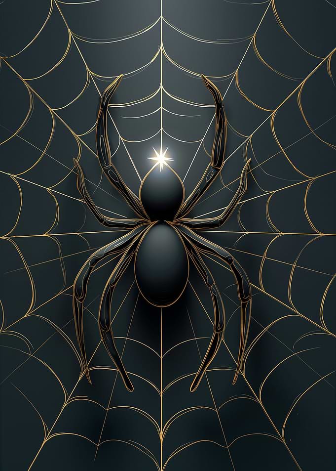 Elegant Black and Gold Spider Web