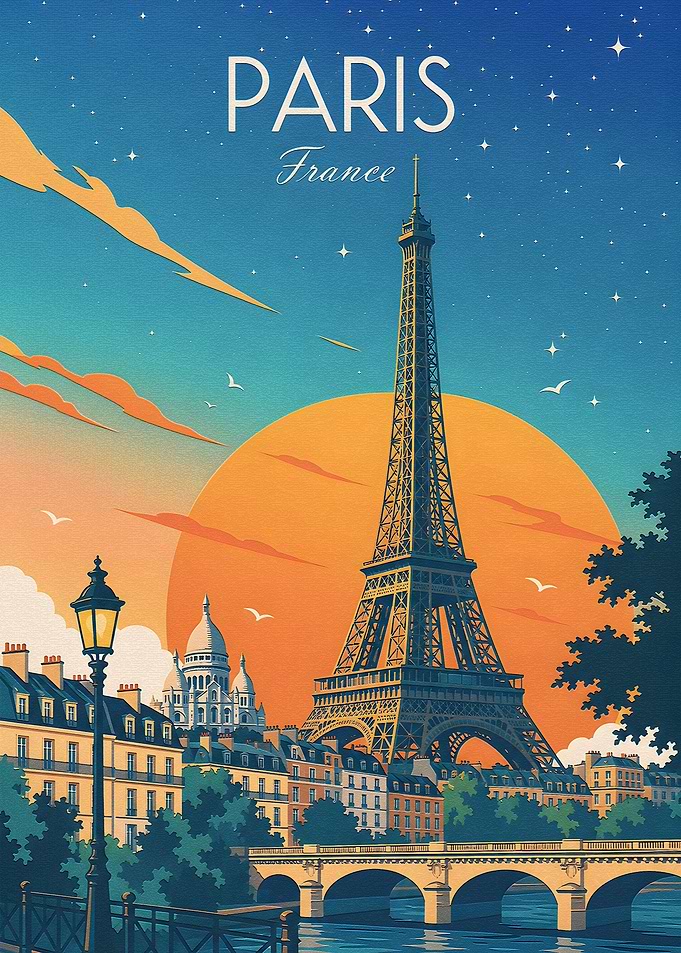 Vintage Paris Travel Poster