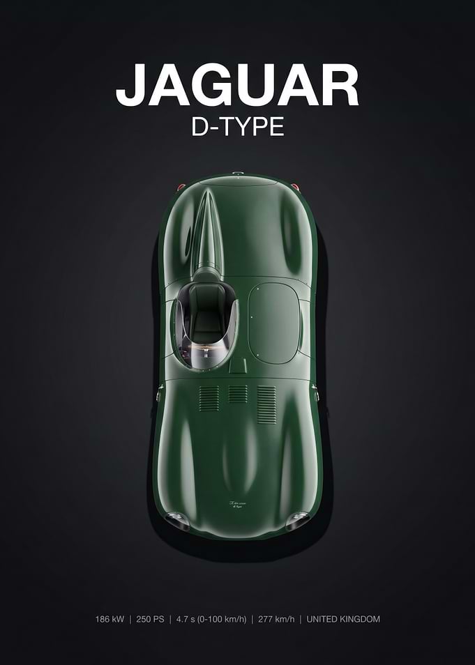 Jaguar D-Type Minimalist Car Poster
