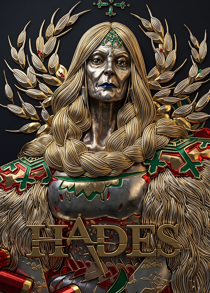 Hades Mythological Gold and Silver Portrait