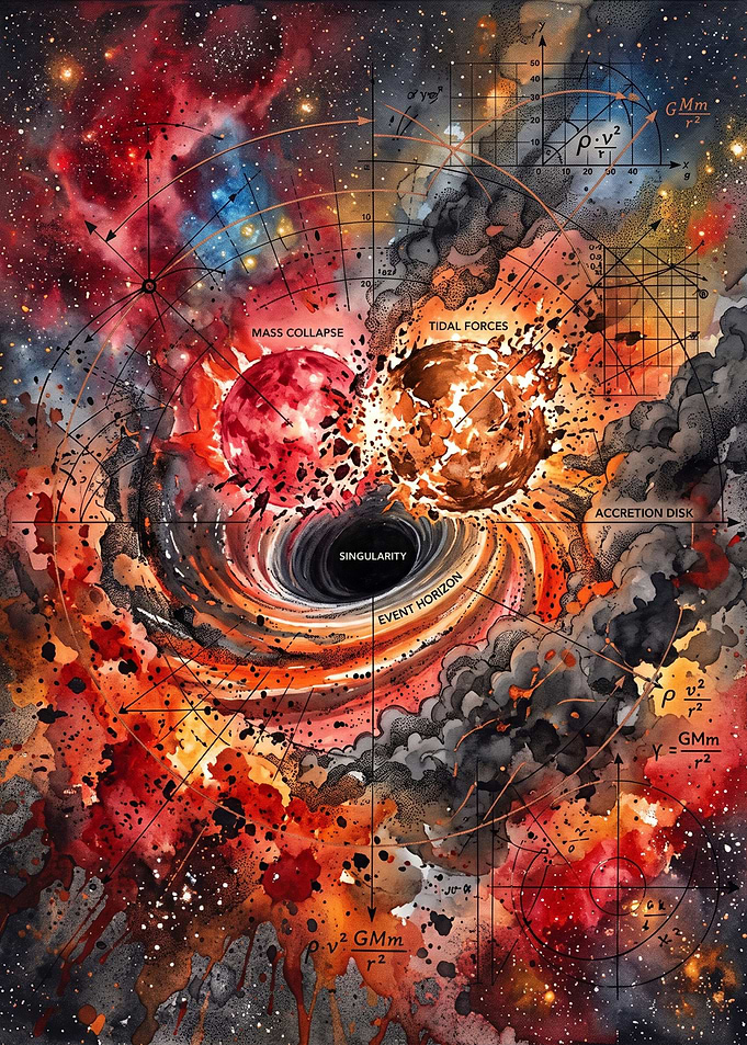 Supernova Collapse Cosmic Collision Art