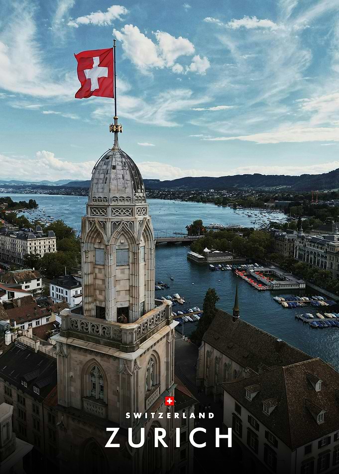 Zurich Switzerland Cityscape Travel Poster