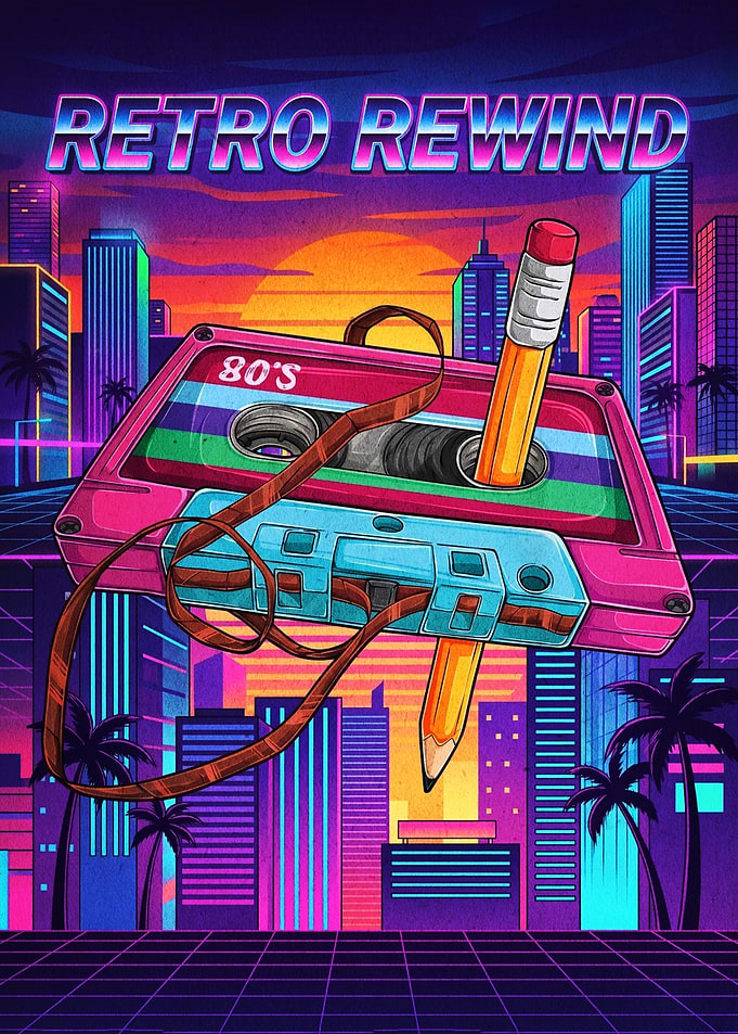 Retro Rewind 80s Cassette Tape Art