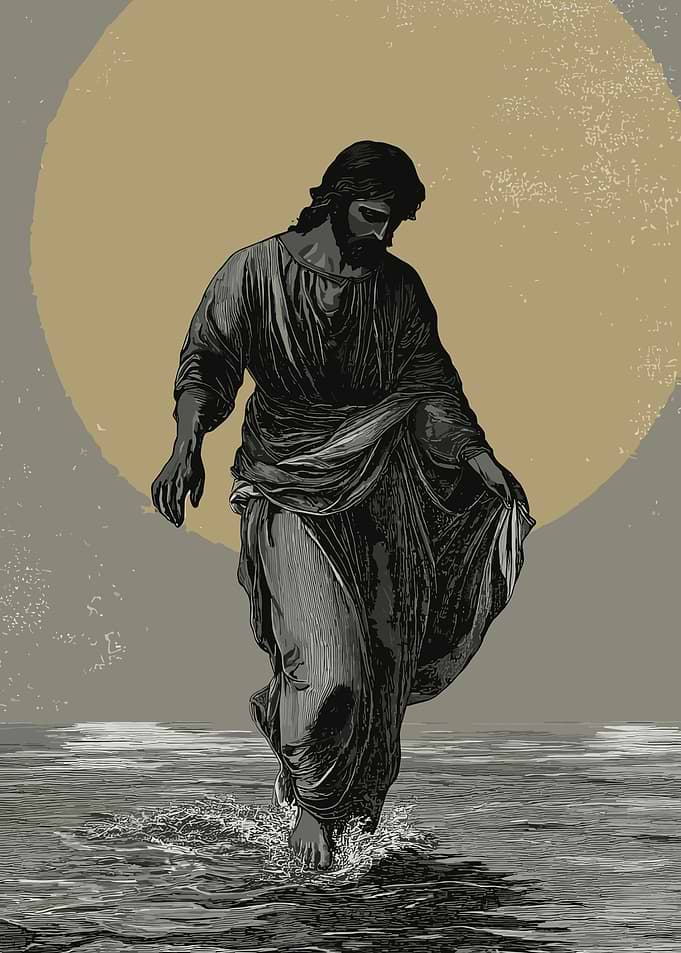 Jesus Walking on Water Illustration