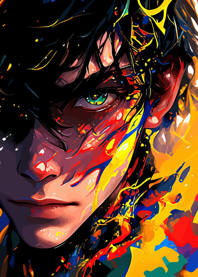 Abstract Colorful Portrait of a Youth