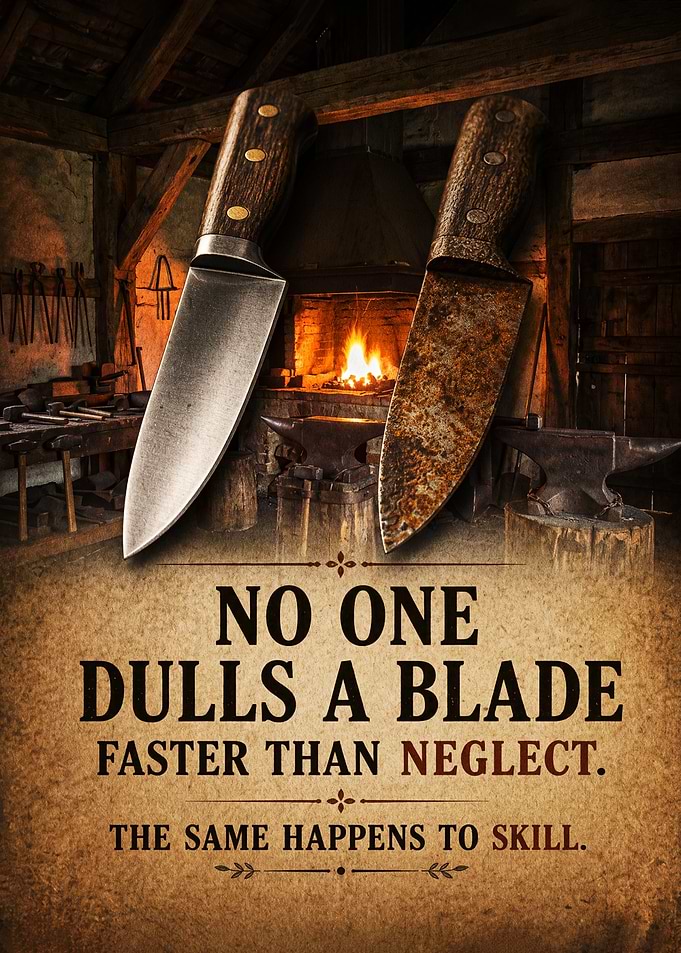 Inspirational Blacksmith Blade Neglect Quote Poster