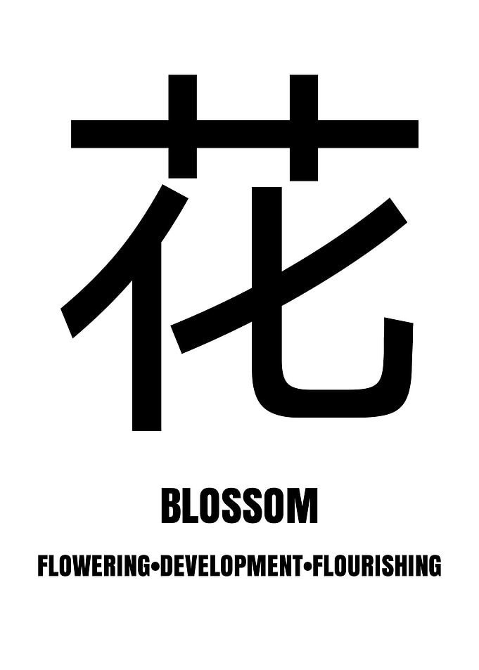 Japanese Kanji Blossom Symbol Poster