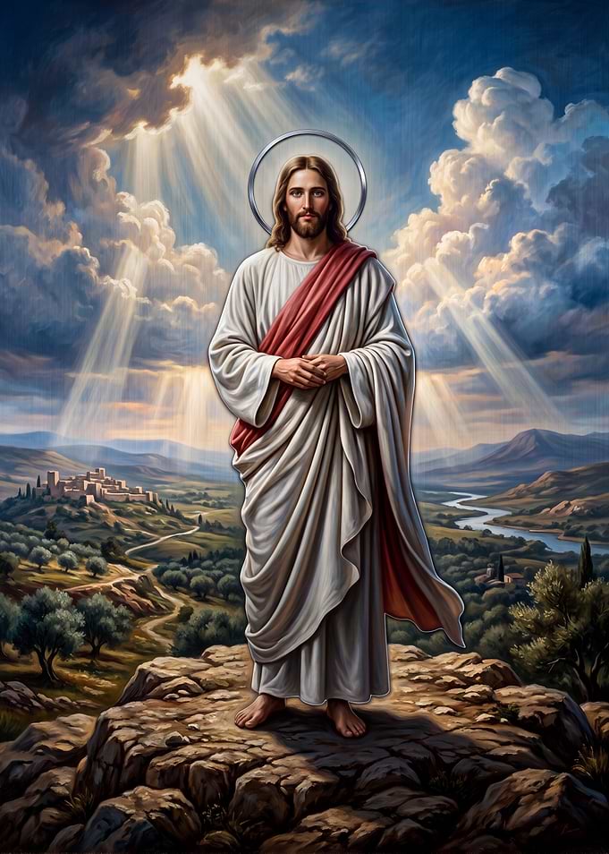 Jesus Christ Standing on Mountain