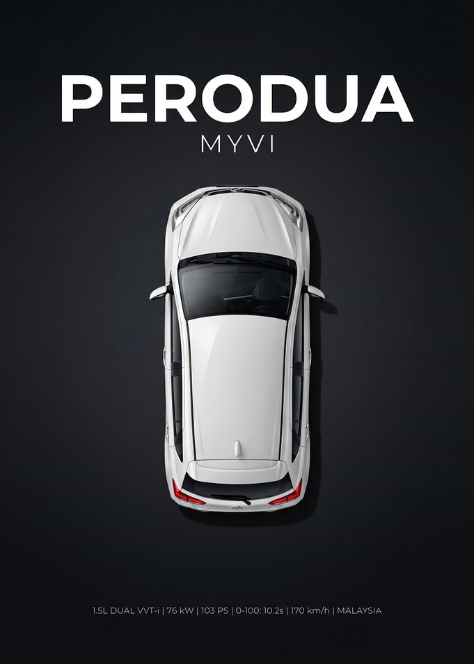 Perodua Myvi Top View Poster