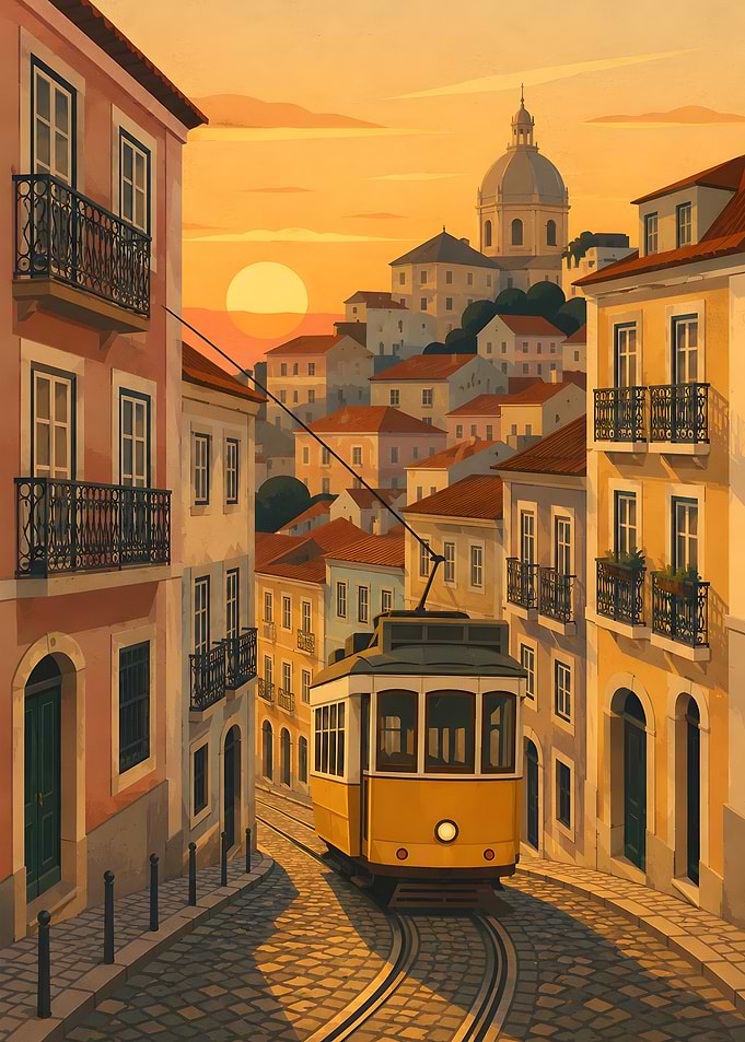 Lisbon Tram at Sunset