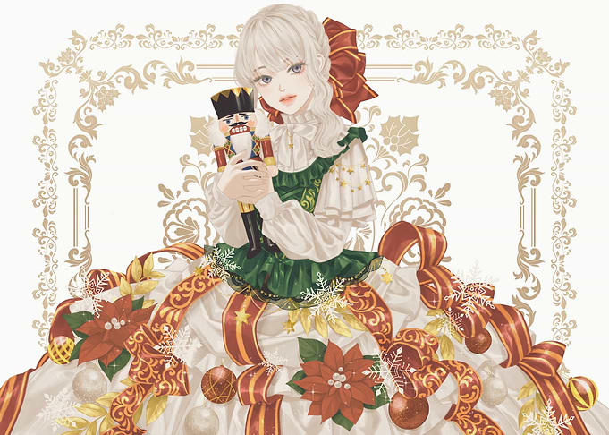 Anime Girl with Nutcracker Christmas Dress