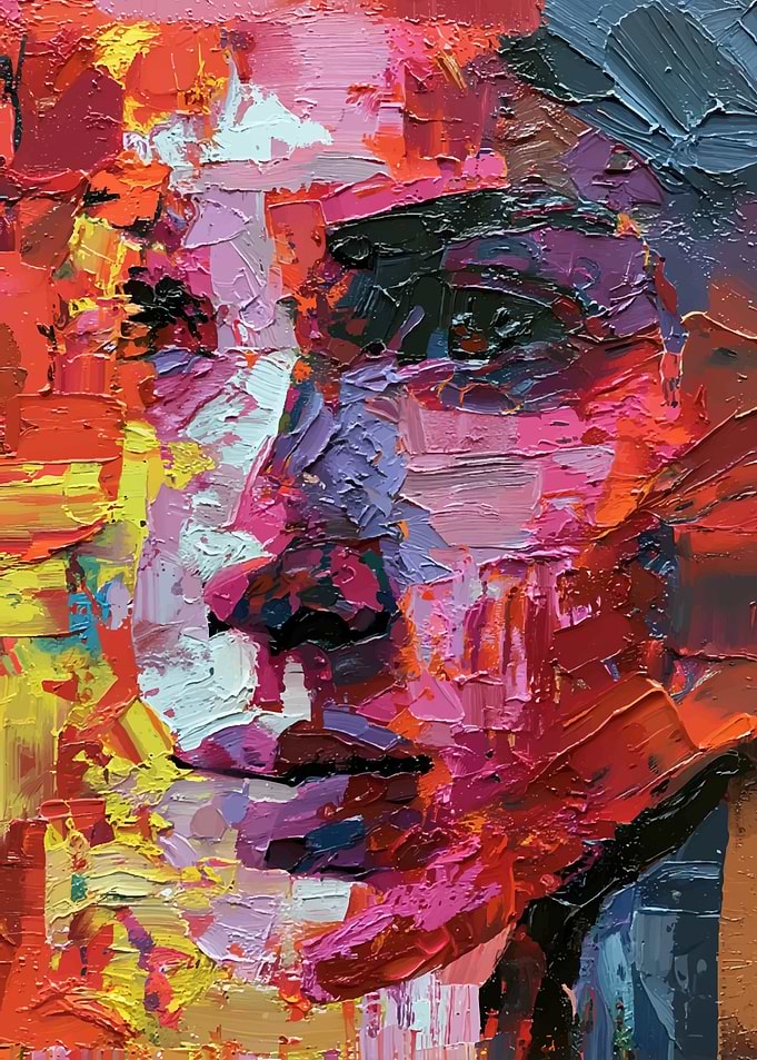 Abstract Impasto Oil Portrait