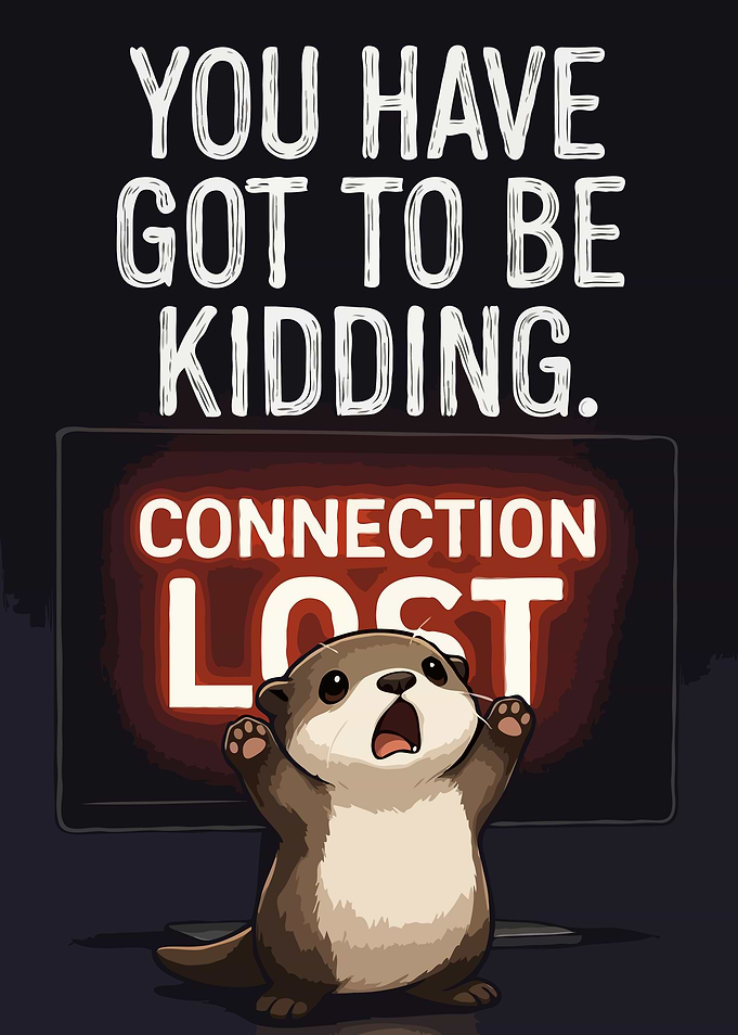 Funny Otter Connection Lost Illustration