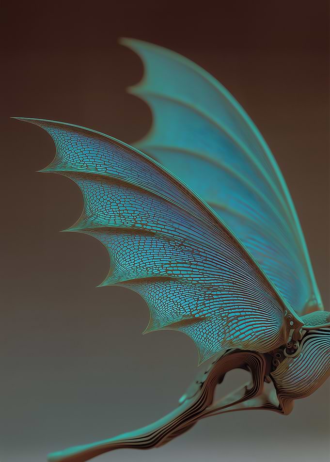 Intricate Teal Dragon Wing