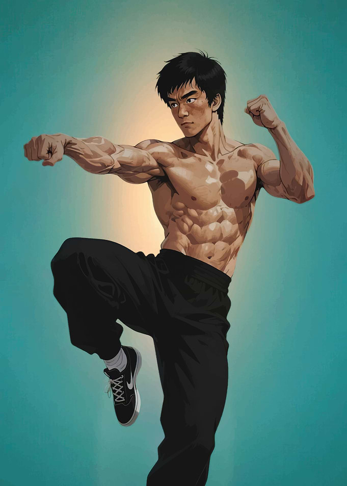 Bruce Lee Martial Arts Illustration