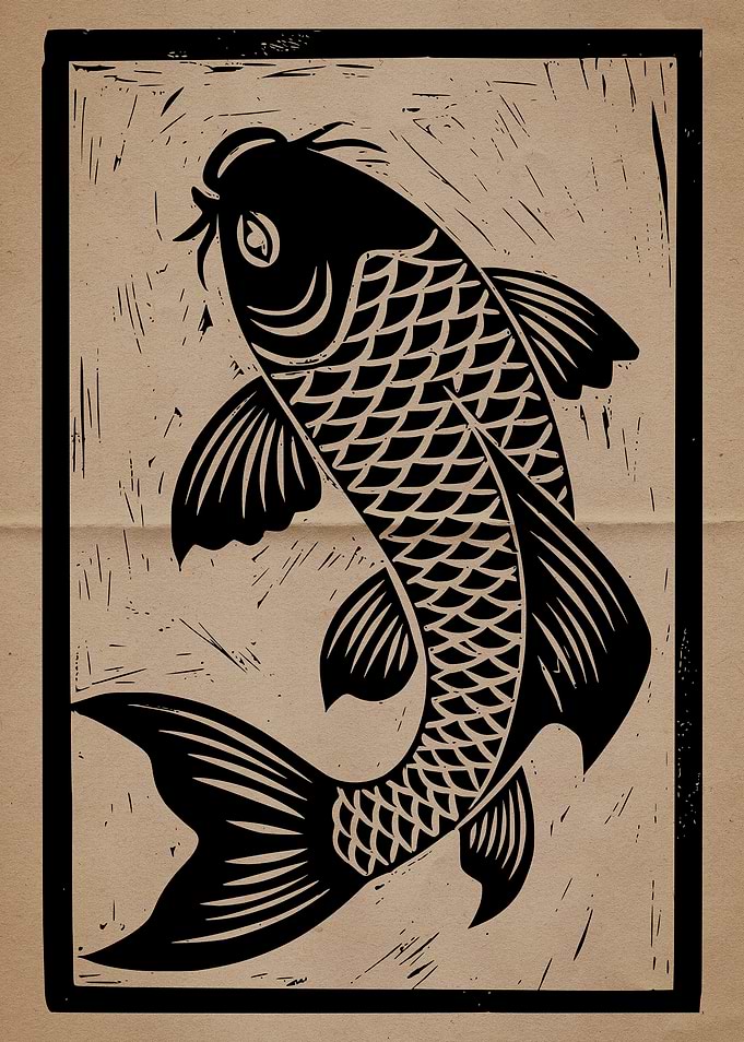 Black and Tan Koi Fish Print
