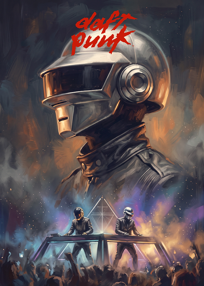 Daft Punk Concert Digital Art Poster