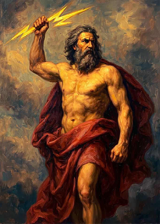 Zeus Holding a Lightning Bolt
