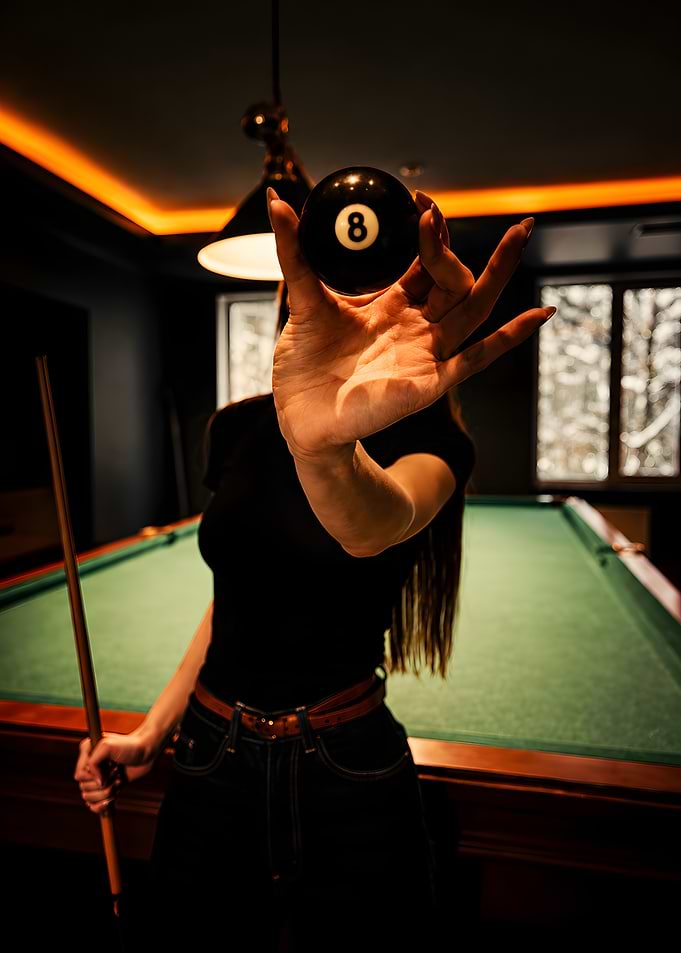 Eight Ball Reveal — Moody Pool Room Poster