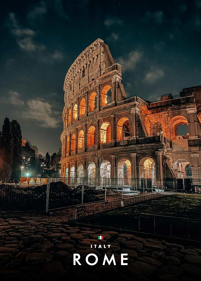 The Colosseum in Rome at Night