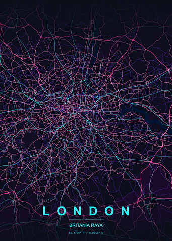 Neon London City Map Poster