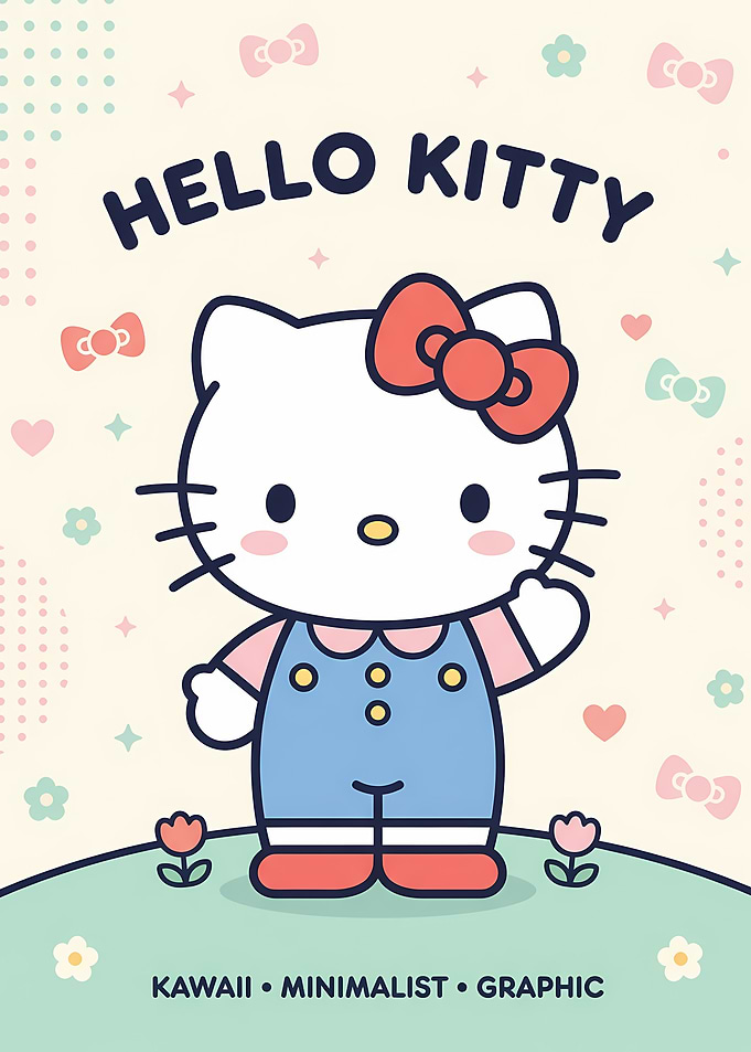 Hello Kitty Kawaii Minimalist Graphic