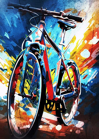 Abstract Colorful Mountain Bike Art
