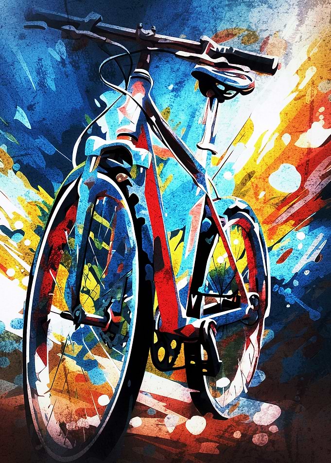 Abstract Colorful Mountain Bike Art
