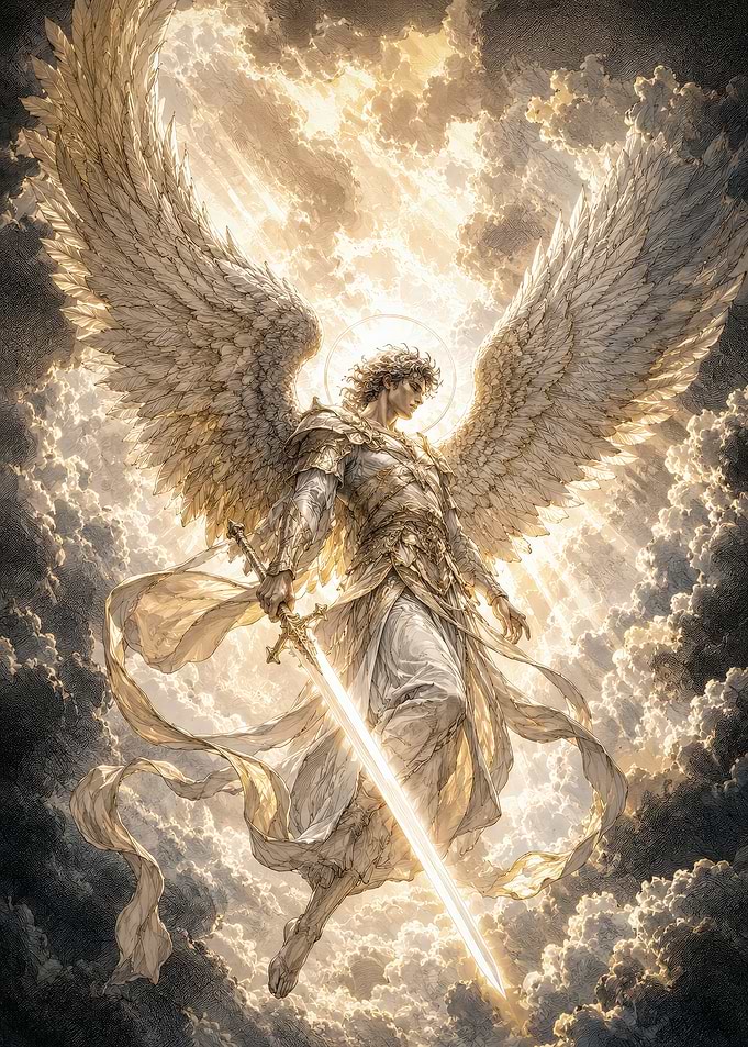 Majestic Archangel with Glowing Sword