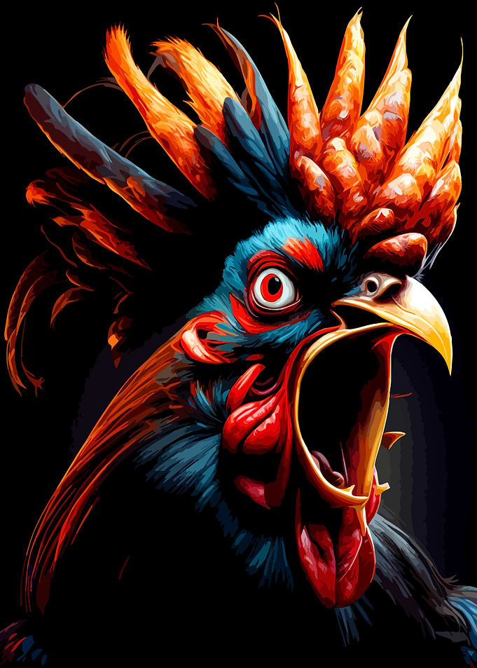 Vibrant Artistic Rooster Portrait