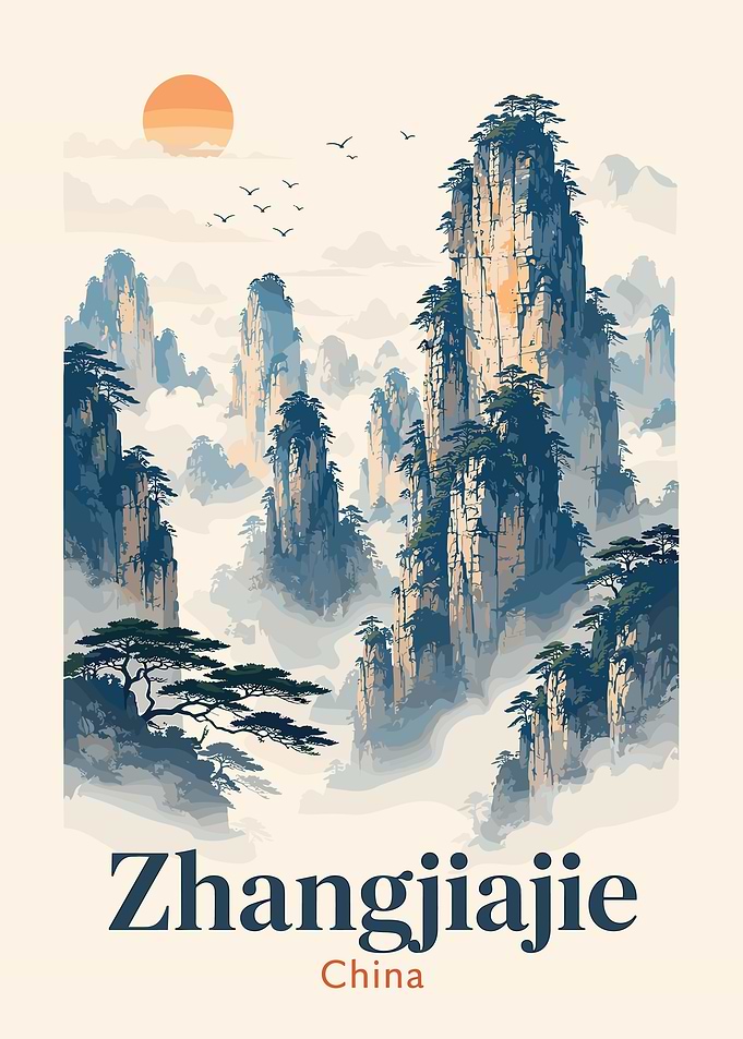 Zhangjiajie China Travel Poster