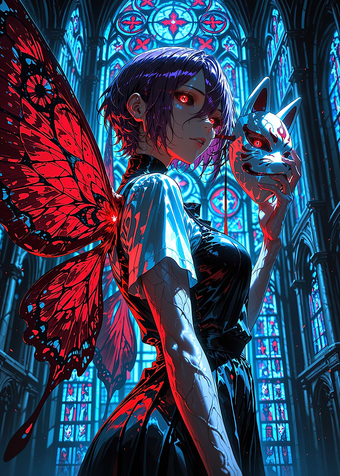 Anime Girl with Butterfly Wings