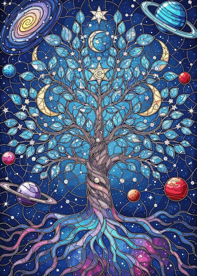 Stained Glass Cosmic Tree of Life