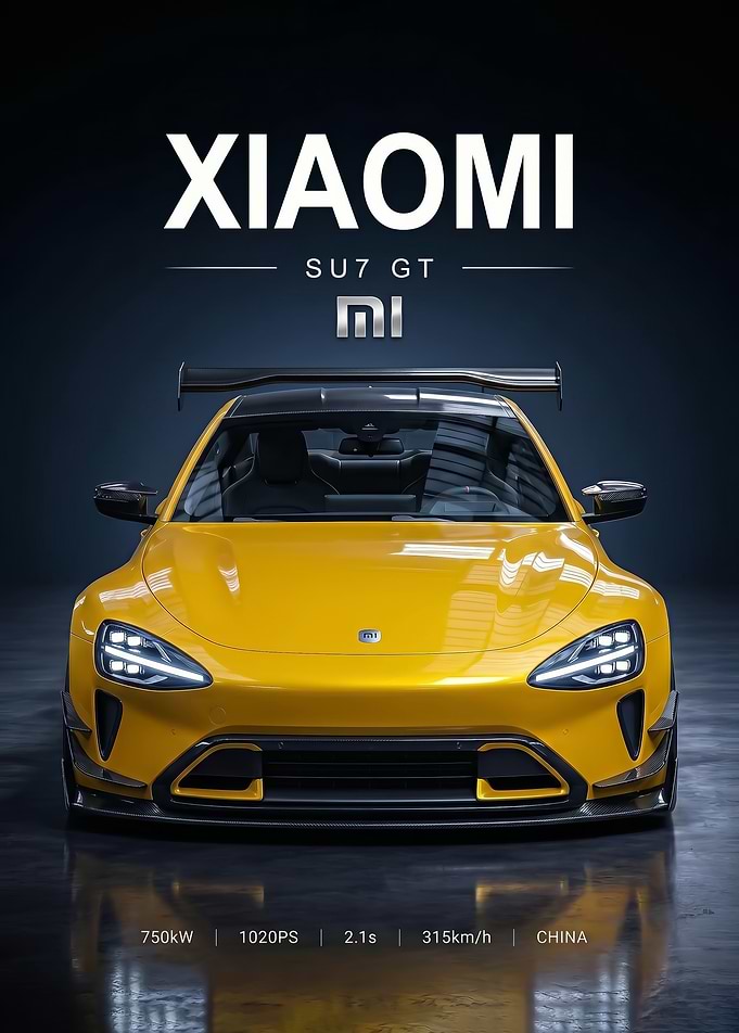 sleek Xiaomi SU7 GT Sports Car Poster