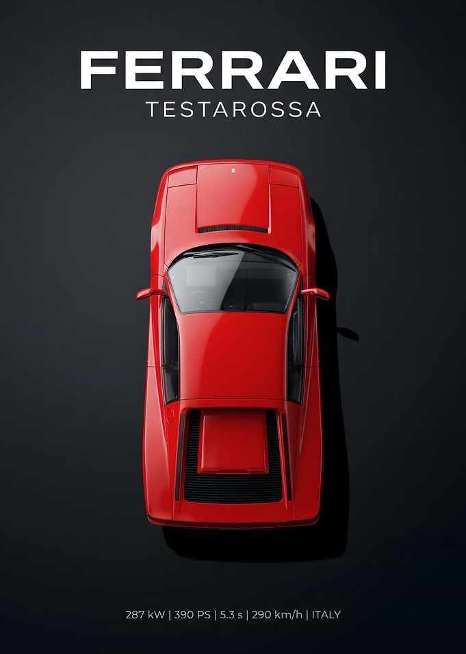 Ferrari Testarossa Top View Poster