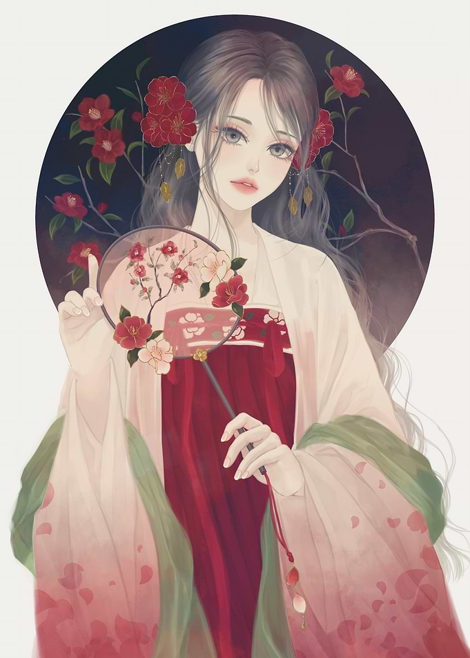 Elegant Woman with Traditional Fan