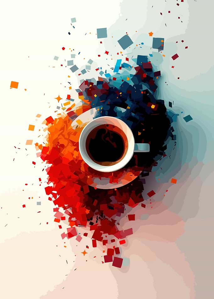Abstract Coffee Cup Explosion Art